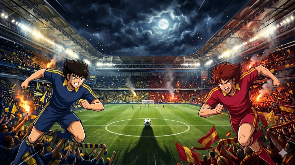Fenerbahçe Galatasaray derbisi - stadyumda iki anime futbolcu karşı karşıya